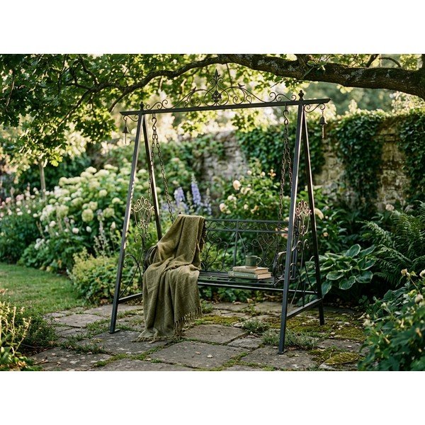 Черна метална градинска люлка Kari - Garden Pleasure-image-1