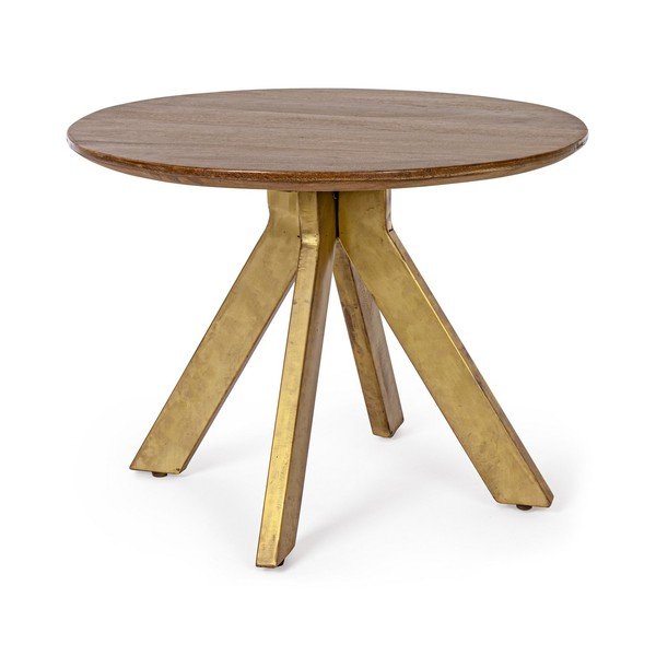 Кръгла масичка за кафе от масивно манго  в златист цвят/в тъмно естествен цвят ø 60 cm Sherman – Bizzotto