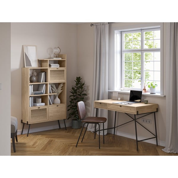 Етажерка за книги в дъбов декор в естествен цвят 95x170 cm Ecrin - Marckeric-image-1