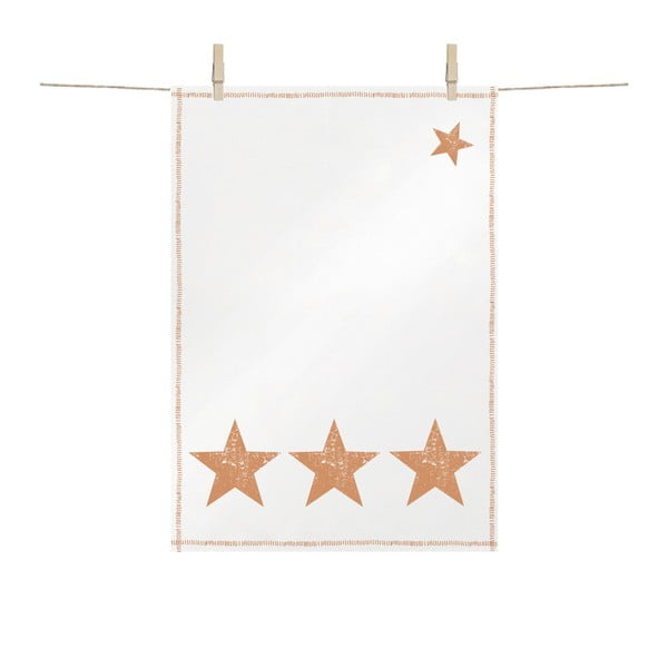 Памучна кухненска кърпа с коледни мотиви в меден цвят Star Fashion Copper, 48 x 68 cm - PPD