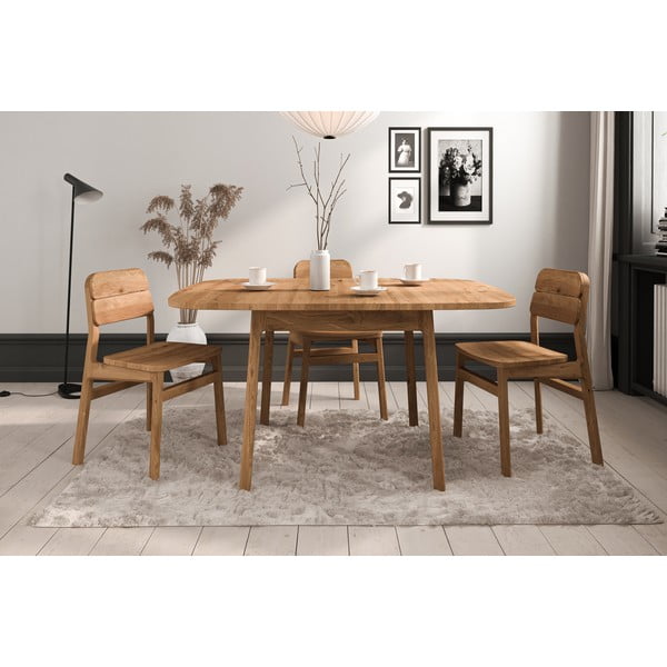 Сгъваема трапезна маса от масивен дъб в естествен цвят  100x160 cm Twig – The Beds-image-4