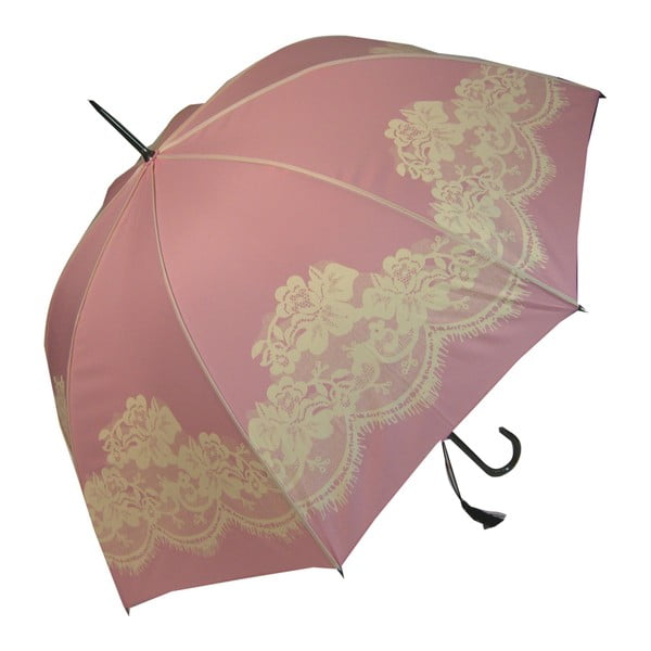 Růžový holový deštník Vintage, ⌀ 95 cm