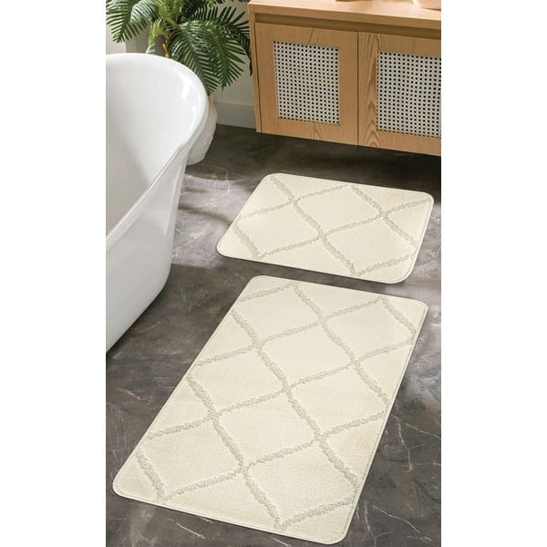 Кремави килими за баня в комплект от 2 бр. 50x80 cm Cizgili – Foutastic-image-1