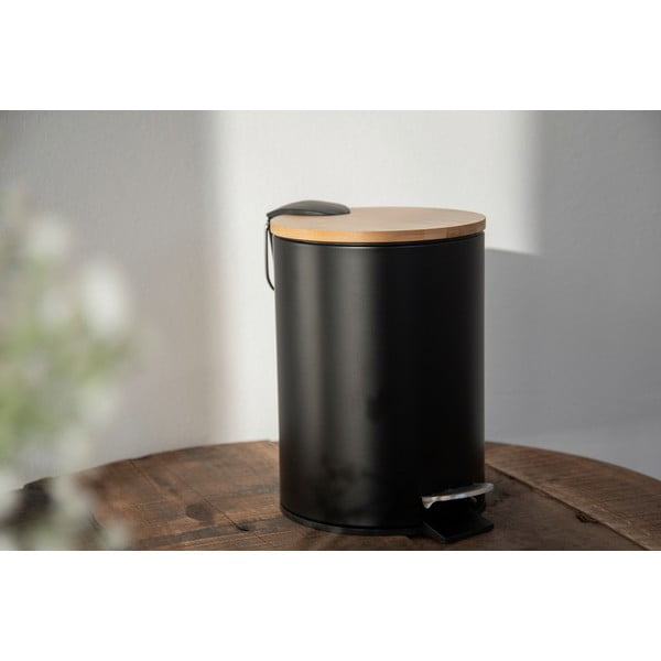 Черна кофа за боклук с бамбуков капак , 3 л Tortona - Wenko-image-4
