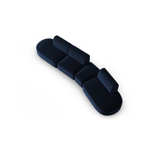 Син кадифен диван с десен ъгъл 428 cm Paolo – Milo Casa-image-1