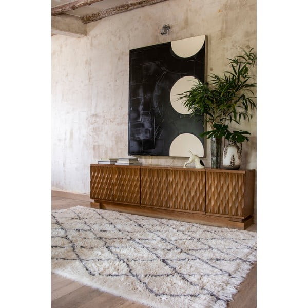 Кремав ръчно изработен вълнен килим подходящ за пране 140x200 cm Berber Soul – Lorena Canals-image-1