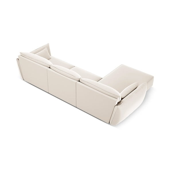 Бежов кадифен ъглов диван (ляв ъгъл) Vanda – Mazzini Sofas-image-3