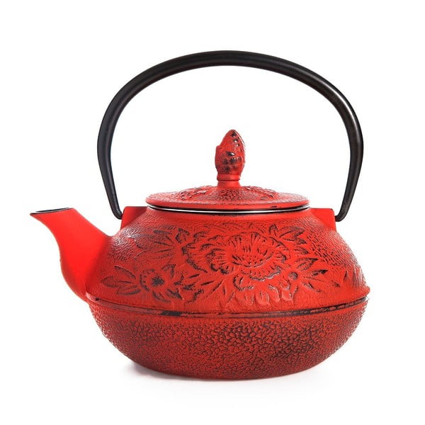 Červená litinová čajová konvice Bambum Taşev Linden, 800 ml