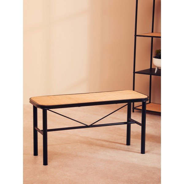 Черна/в естествен цвят ратанова пейка Depok – Premier Housewares-image-1