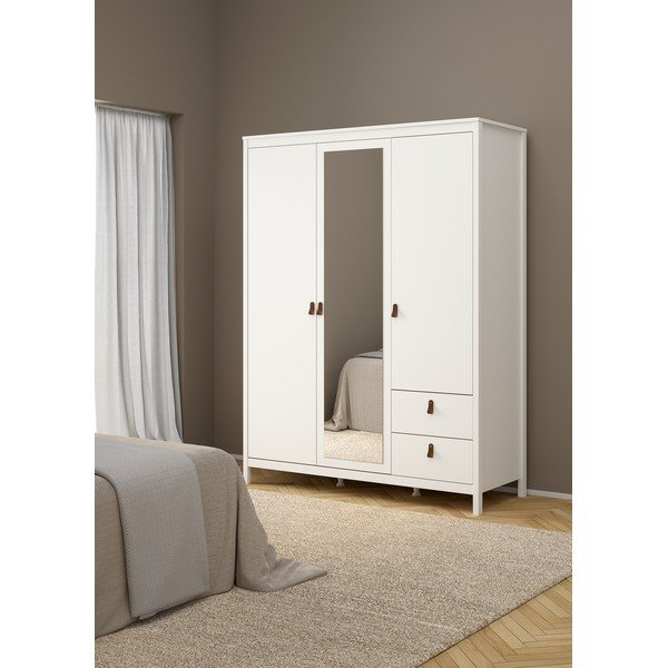 Бял гардероб с огледало 150x199x58 cm Madrid – Tvilum-image-1