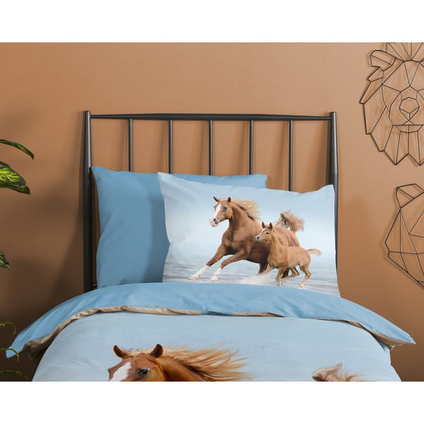 Синьо  единично  памучно детско спално бельо 140x200 cm Free – Good Morning-image-2