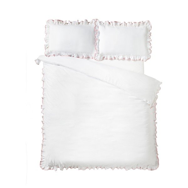 Бяло/розово двойно  спално бельо 200x200 cm So Soft Mono Frill – Catherine Lansfield
