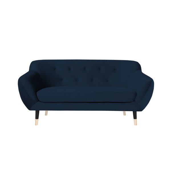 Тъмносин диван с черни крачета Mazzini Sofas Amelie, 158 cm
