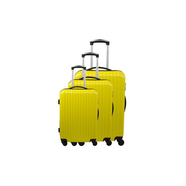 Sada 3 kufrů Roues Cadenas Neon Yellow, 105 l/72 l/40 l