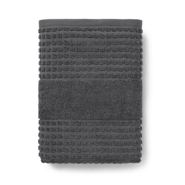 Тъмносива кърпа от органичен памук от тери 50x100 cm Check – JUNA