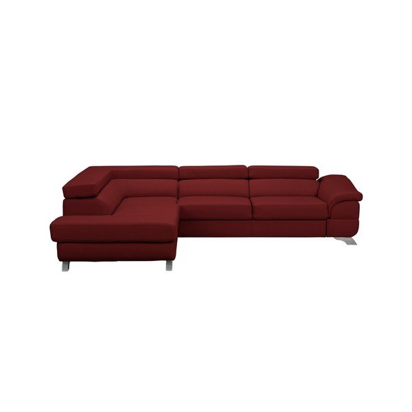 Červená rozkládací rohová pohovka koženkového vzhledu Windsor & Co Sofas Gamma, levý roh