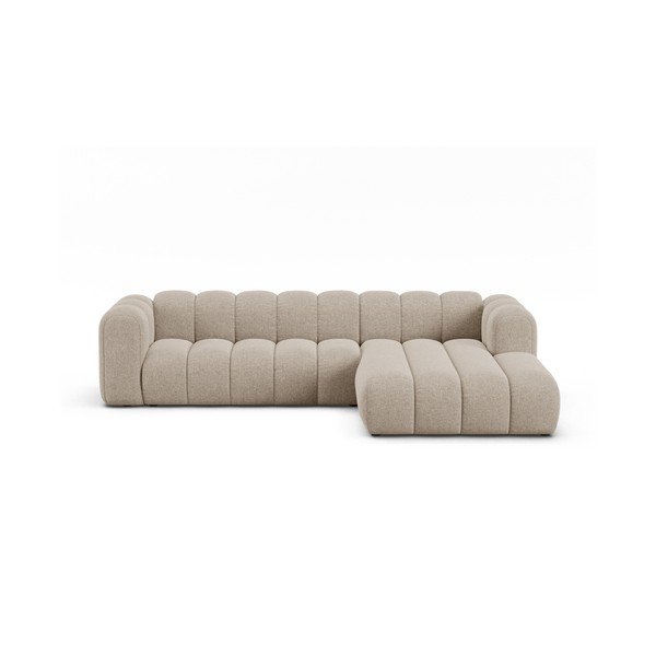 Бежов шенилов ъглов диван (десен ъгъл) Lupine – Micadoni 