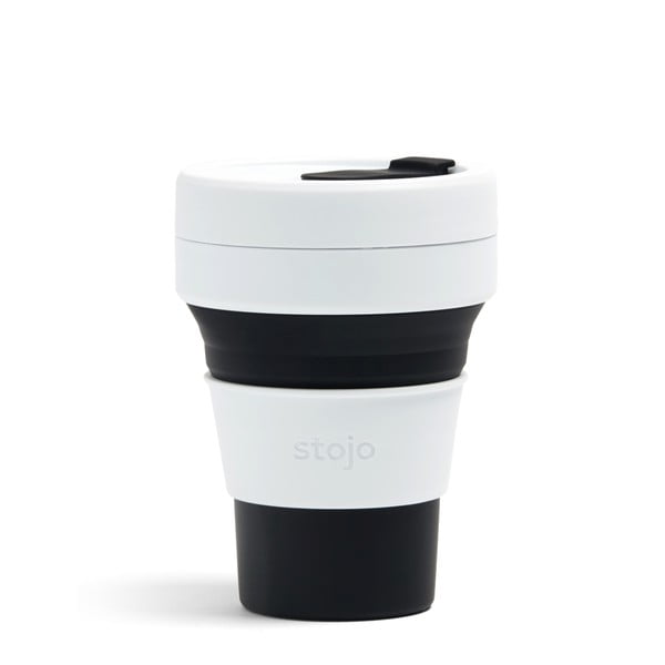 Бяло-черна сгъваема чаша за пътуване , 355 ml Pocket Cup - Stojo