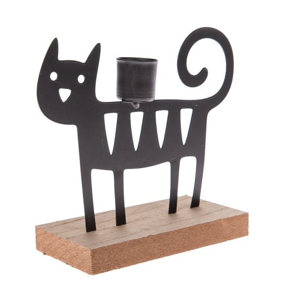 Черен метален свещник Smiley Kitten - Dakls