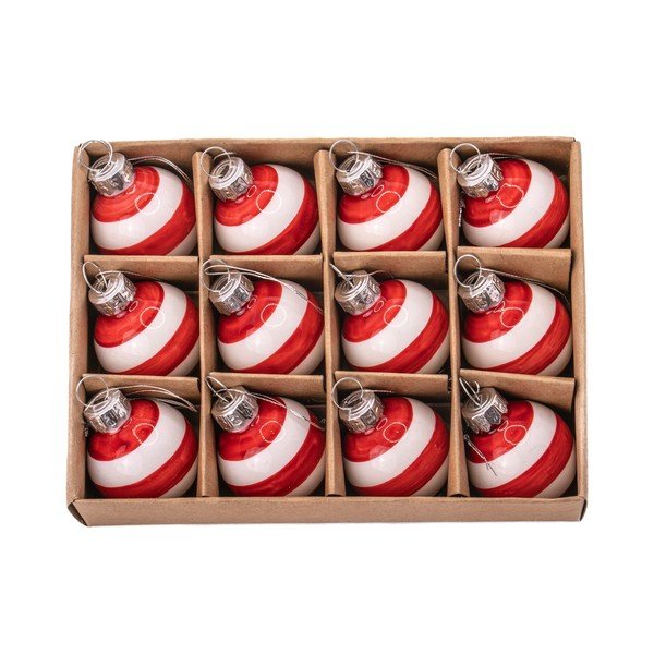 Стъклени ръчна изработени коледни топки в комплект 12 бр. ø 3 cm Bauble Stripe – Sass & Belle-image-1