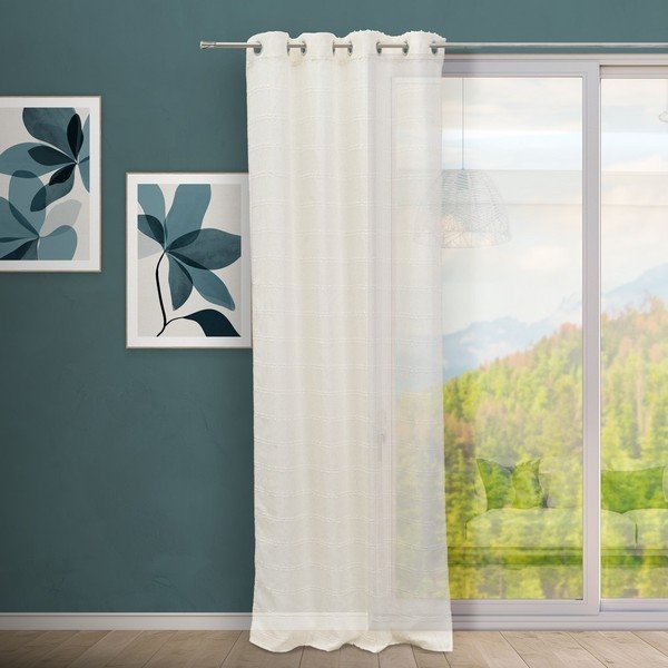 Бяло-бежово перде със смес от лен 140x260 cm Nodes – Casa Selección-image-1