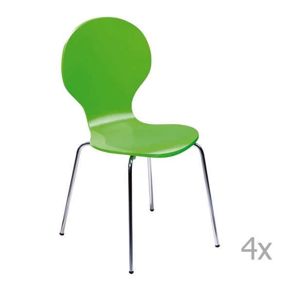 Sada 4 zelených jídelních židlí 13Casa Mika