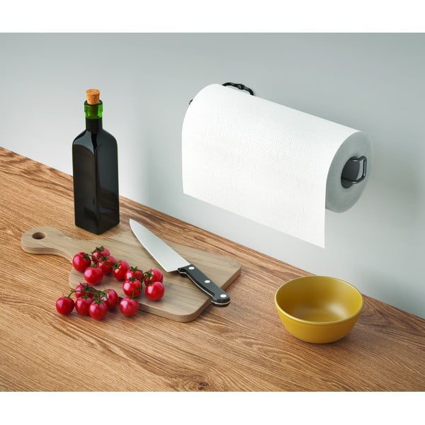 Черен стенен държач за кухненски кърпи - Metaltex-image-2