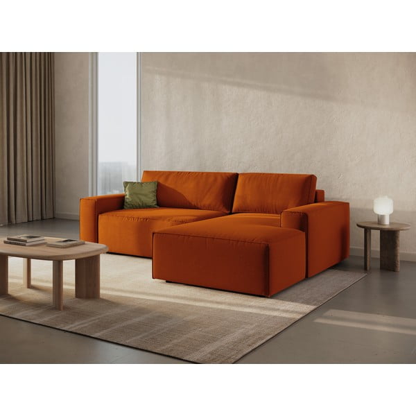 Сгъваем ъглов диван в тухлен цвят (десен ъгъл) Jodie – Micadoni Home-image-1