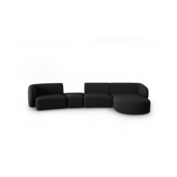 Черен шенилов ъглов диван (десен ъгъл) Paolo – Milo Casa