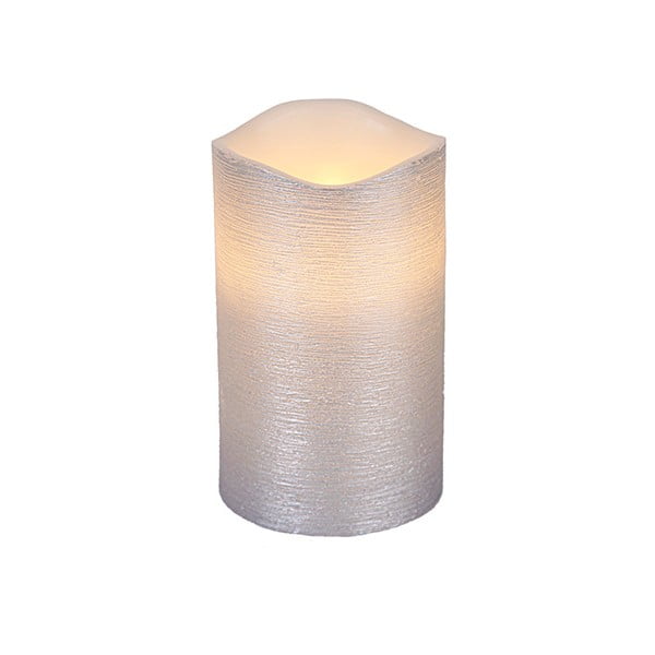 Stříbrná LED svíčka Gina, výška 12.5 cm