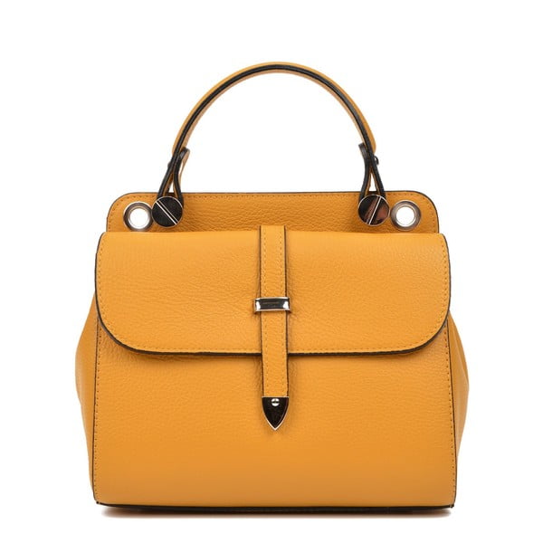 Жълта кожена чанта с 2 джоба - Carla Ferreri