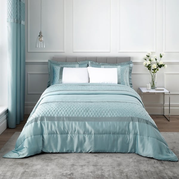 Синя сатенена покривка за двойно легло 240x260 cm - Catherine Lansfield