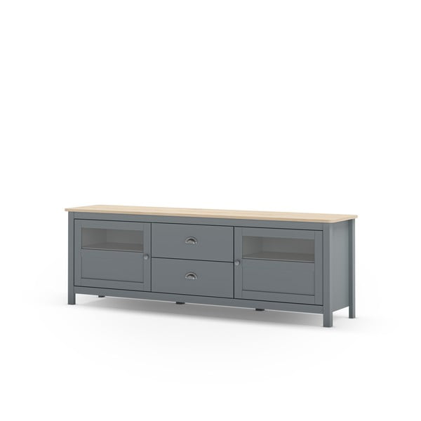 Маса за телевизор сиво-зелена от масивен бор 180x59x40 cm Misti – Marckeric-image-2