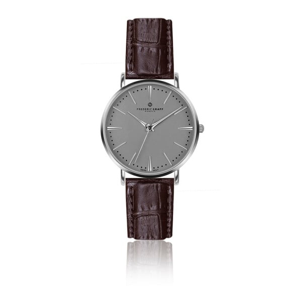 Pánské hodinky s hnědým páskem z pravé kůže Frederic Graff Silver Eiger Croco Brown Leather