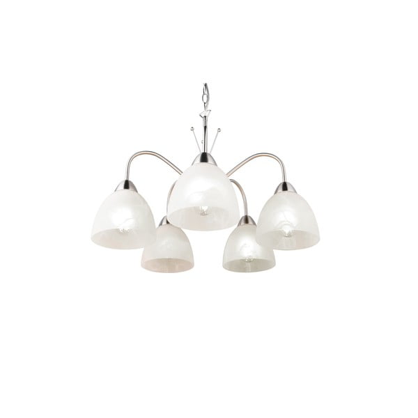 Бяло-сребристо висящо осветително тяло със стъклен абажур ø 55 cm Dobby – Trio-image-4
