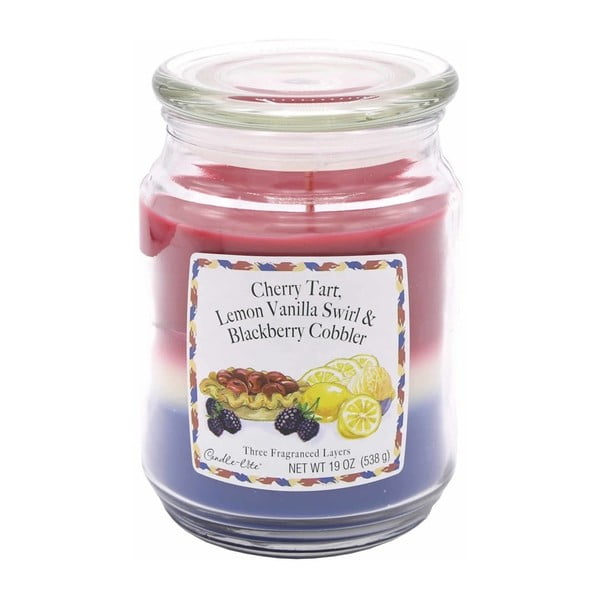 Трислойна ароматна свещ в стъклен черешов пай, време на горене до 115 часа - Candle-Lite