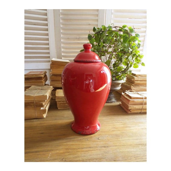 Červená keramická nádoba s víkem Orchidea Milano, výška 38 cm