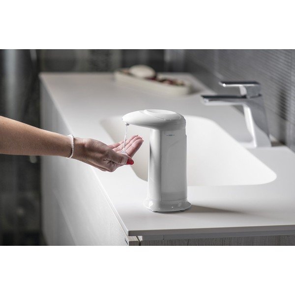 Бял автоматичен пластмасов диспенсер за сапун 350 ml Aqualine  – Sapho-image-1