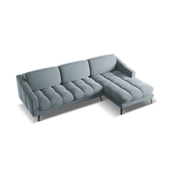 Светлосин кадифен ъглов диван (десен ъгъл) Nalu – Makamii-image-4