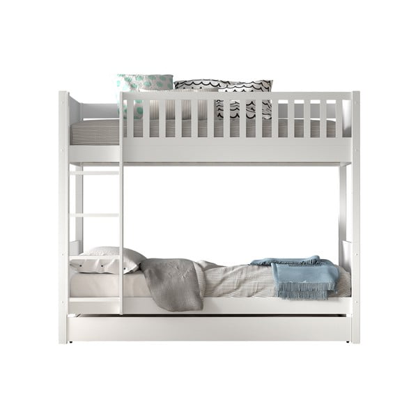 Бяло двуетажно детско легло от масивен бор с място за съхранение 90x200 cm SCOTT – Vipack