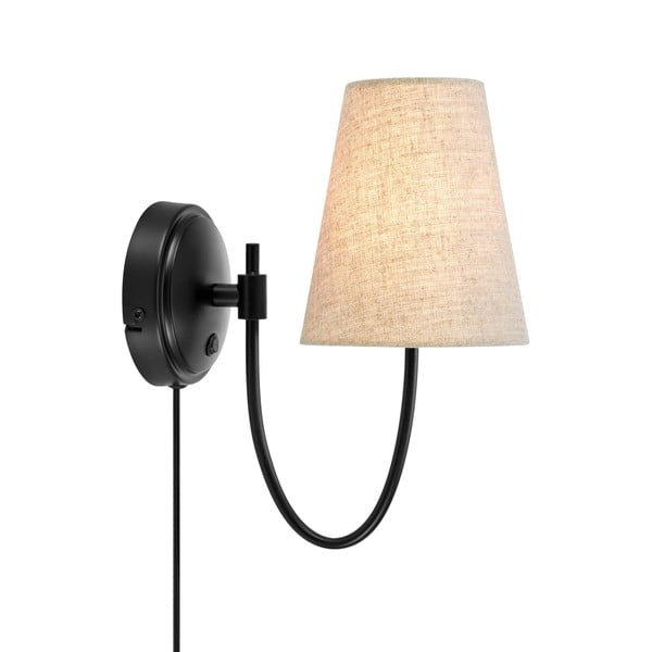 Черна/бежова стенна лампа за контакт Amar – Markslöjd