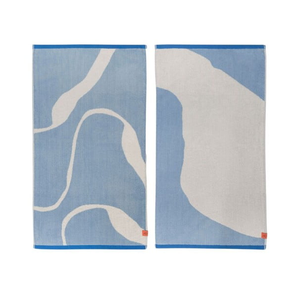 Бело-сини кърпи в комплект от 2 бр. от органичен памук 50x90 cm Nova Arte - Mette Ditmer Denmark