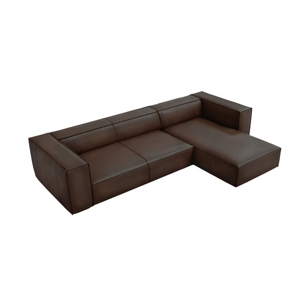Ъглов диван от тъмнокафява кожа (десен ъгъл) Madame - Windsor & Co Sofas-image-2