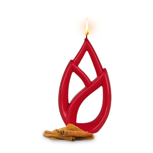 Červená vonná svíčka s vůní skořice Alusi Livia Petit, 2,5 hodiny hoření