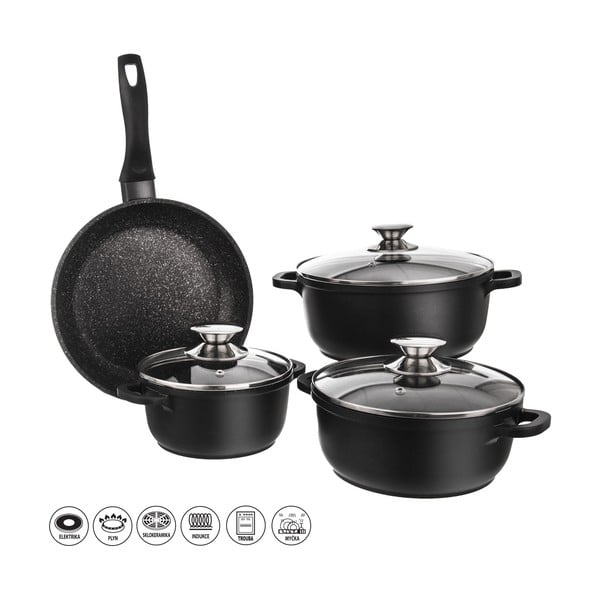 Комплект съдове за готвене от 4 части с 3 стъклени капака Grande - Orion-image-2