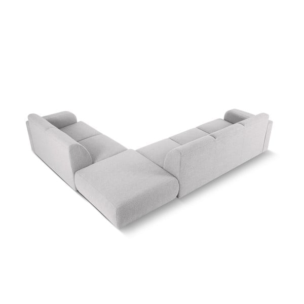 Светлосив ъглов диван от плат букле (десен ъгъл) Molino - Micadoni Home-image-3