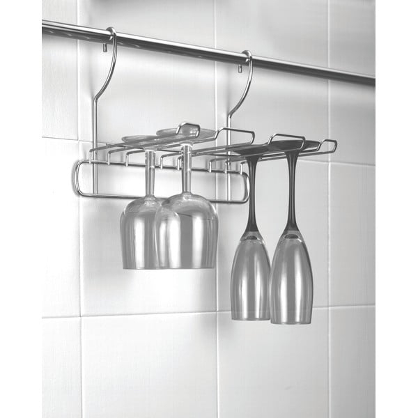 Висящ държач за чаши от хромирана стомана в сребристо Lonardo – Metaltex-image-1