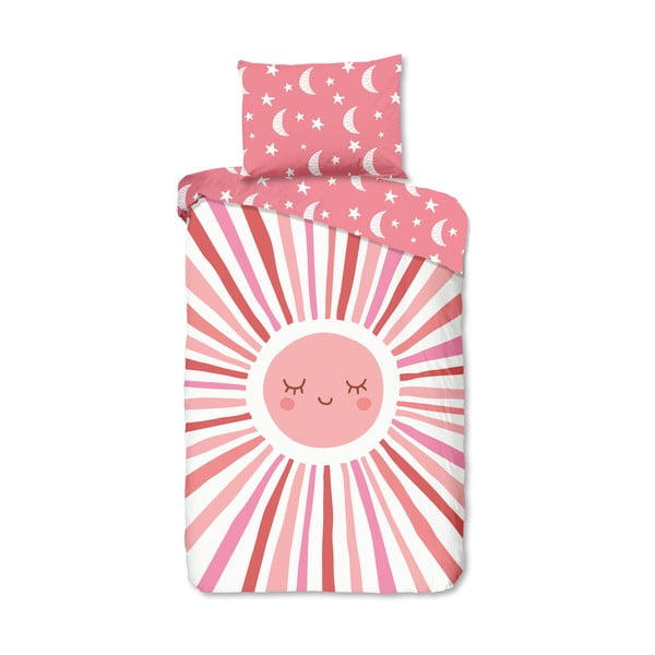 Розово единично  памучно детско спално бельо 140x200 cm Sunny – Good Morning