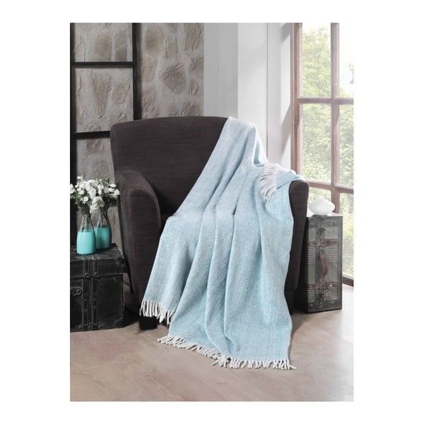 Mentolová bavlněná deka Commo, 130 x 170 cm