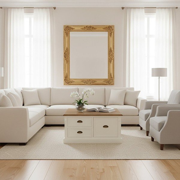 Бяла масичка за кафе от декор на ела 90x90 cm Hardwick – Premier Housewares-image-2